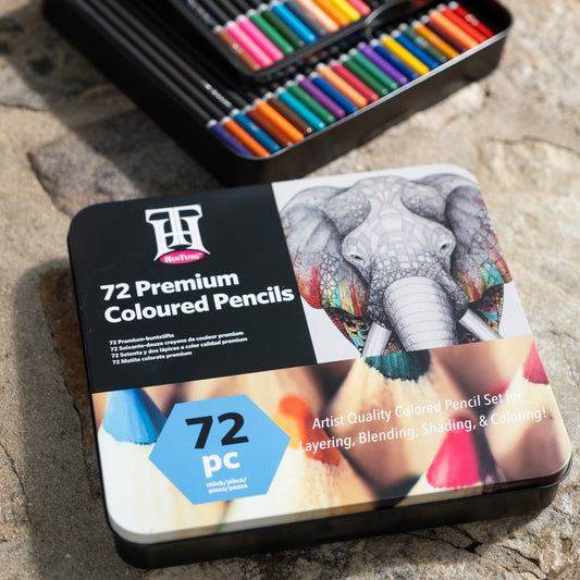 Set of 72 artist-quality colored pencils for nature journaling and art