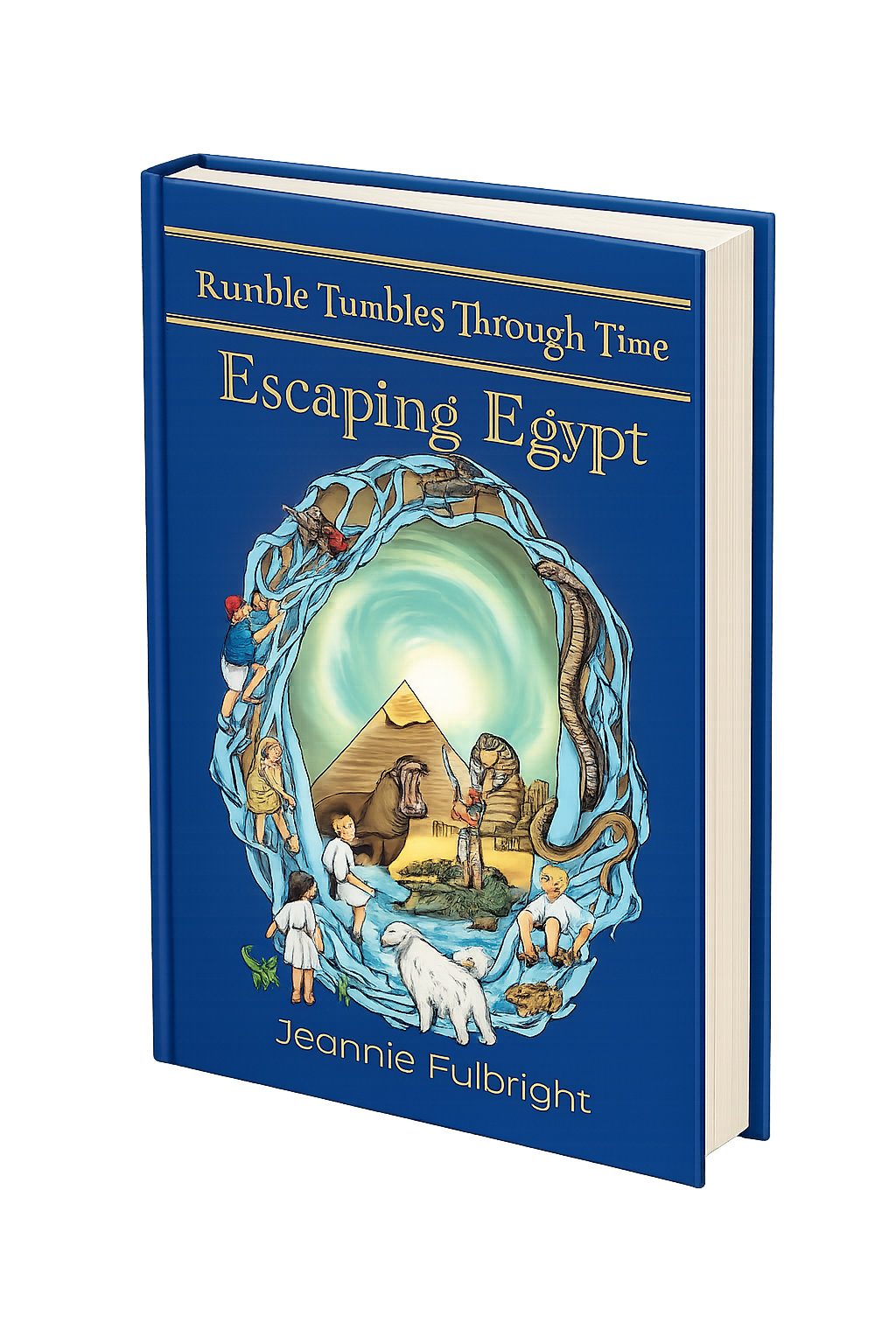 Rumble Tumbles Through Time: Escaping Egypt book cover, book two of the time-travel series
