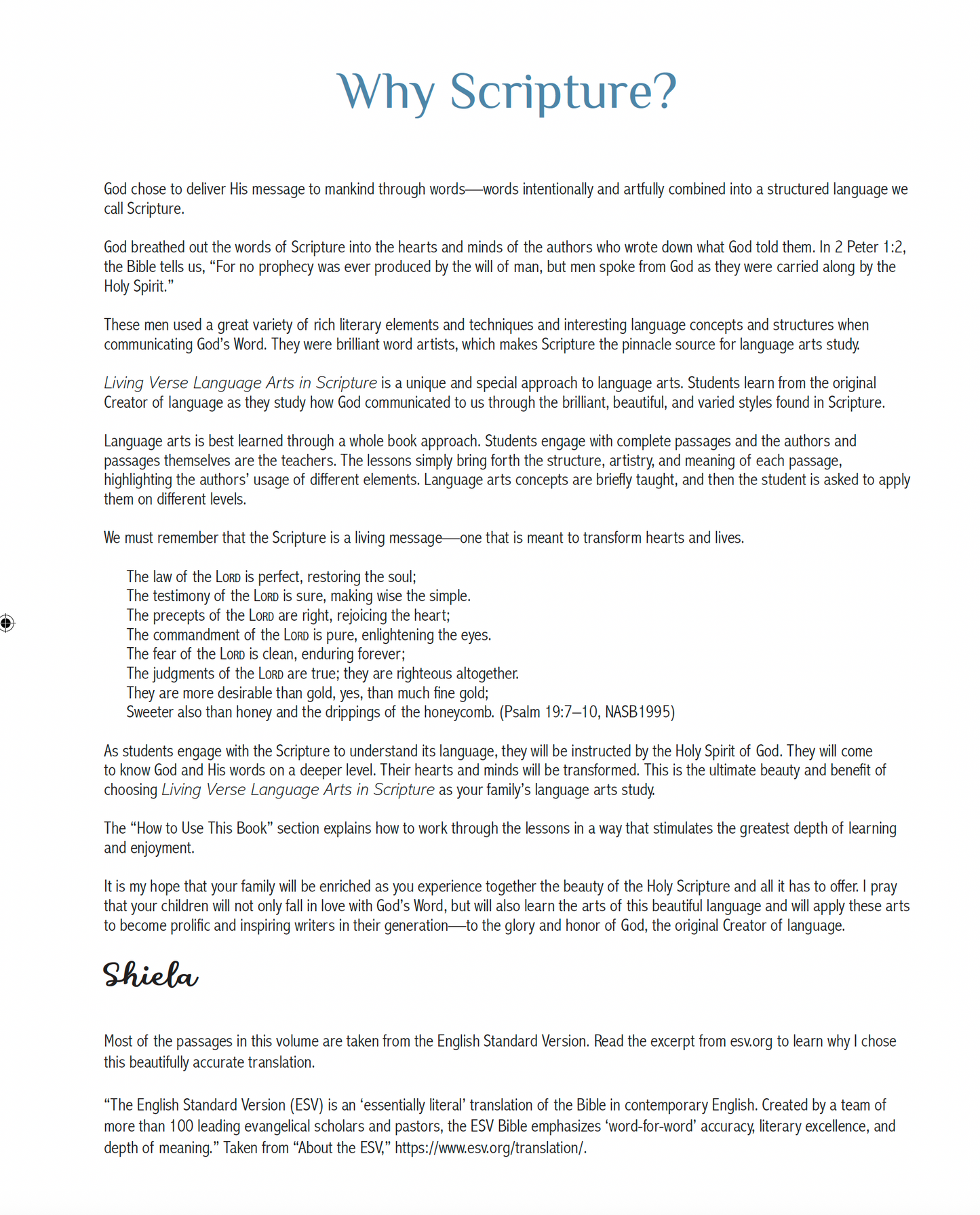 Living Verse Language Arts in Scripture
