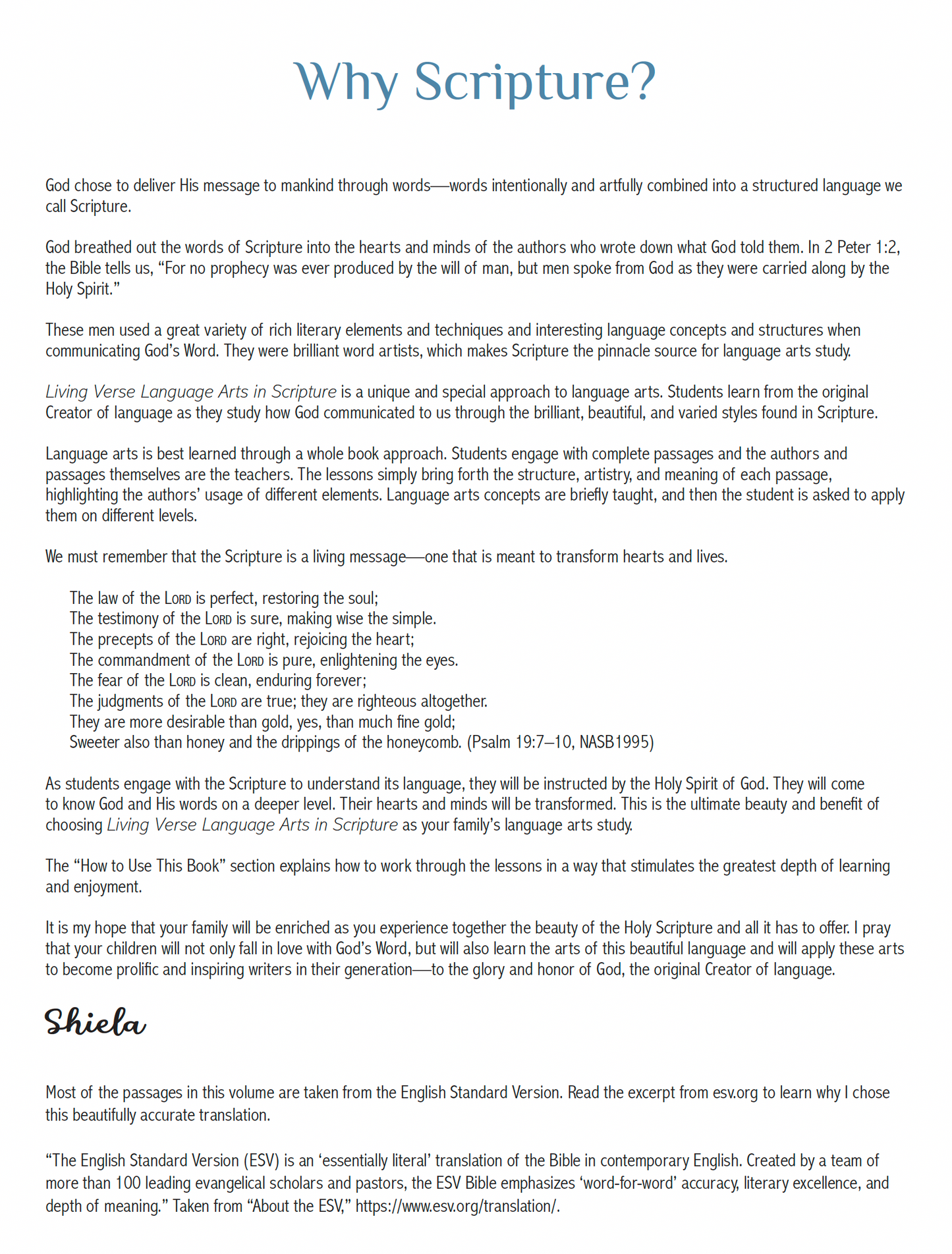 Living Verse Language Arts in Scripture