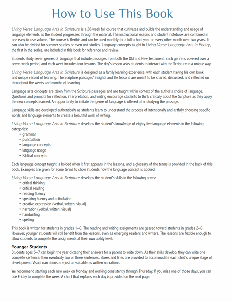 Living Verse Language Arts in Scripture