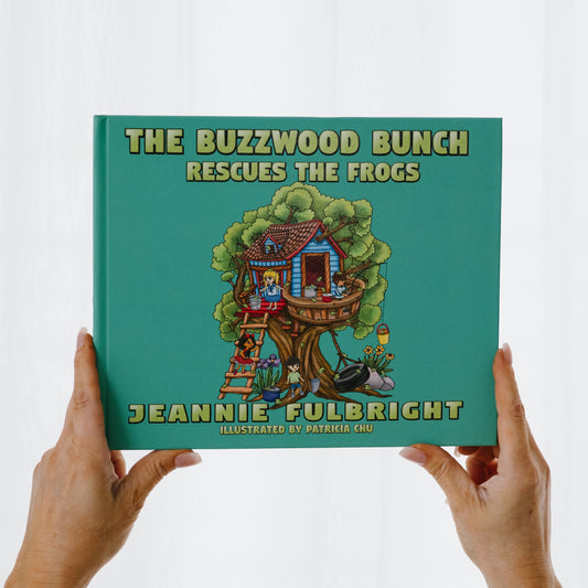 The Buzzwood Bunch Rescues the Frogs, a children's nature picture book cover