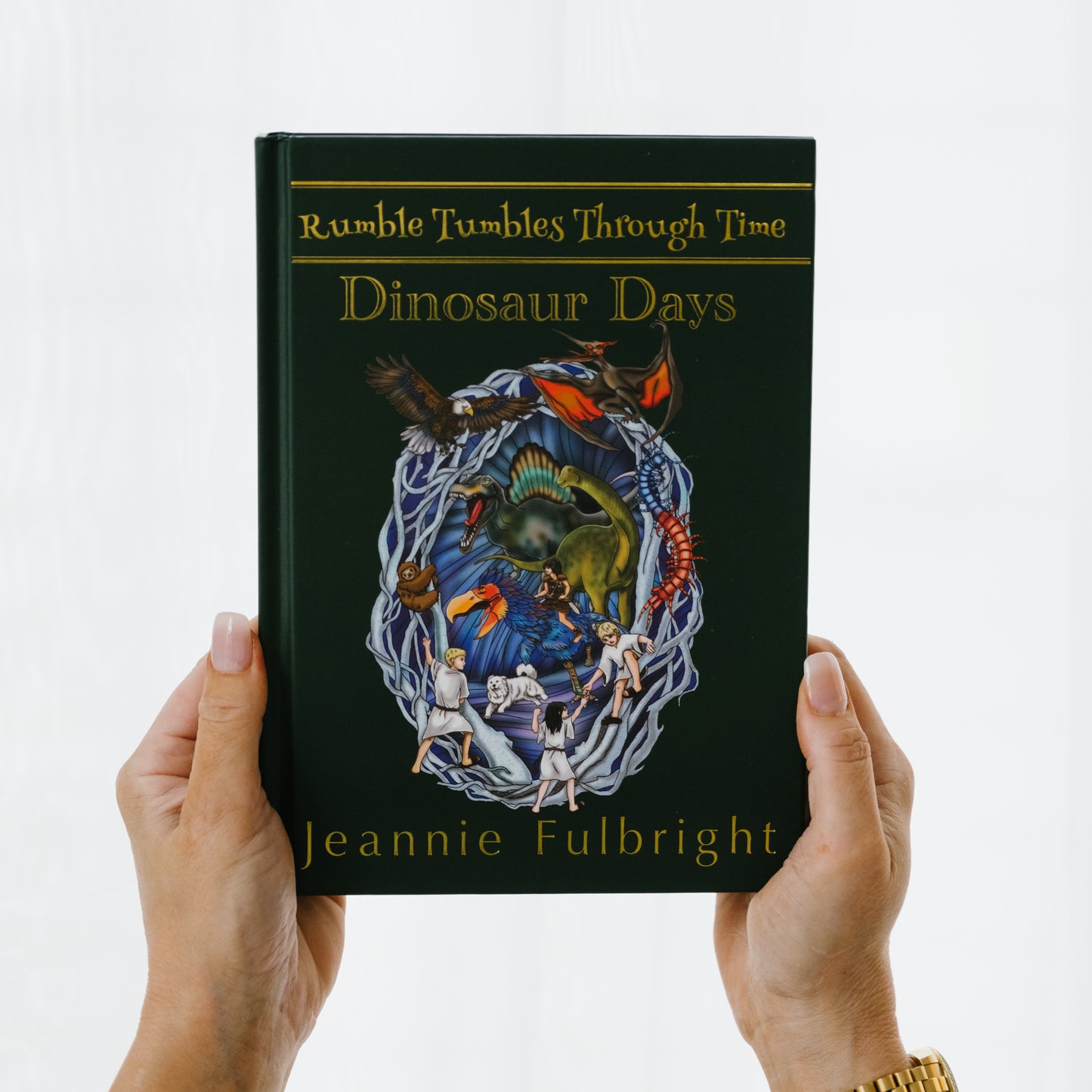 Rumble Tumbles Through Time: Dinosaur Days book cover, a Christian time-travel chapter book for kids